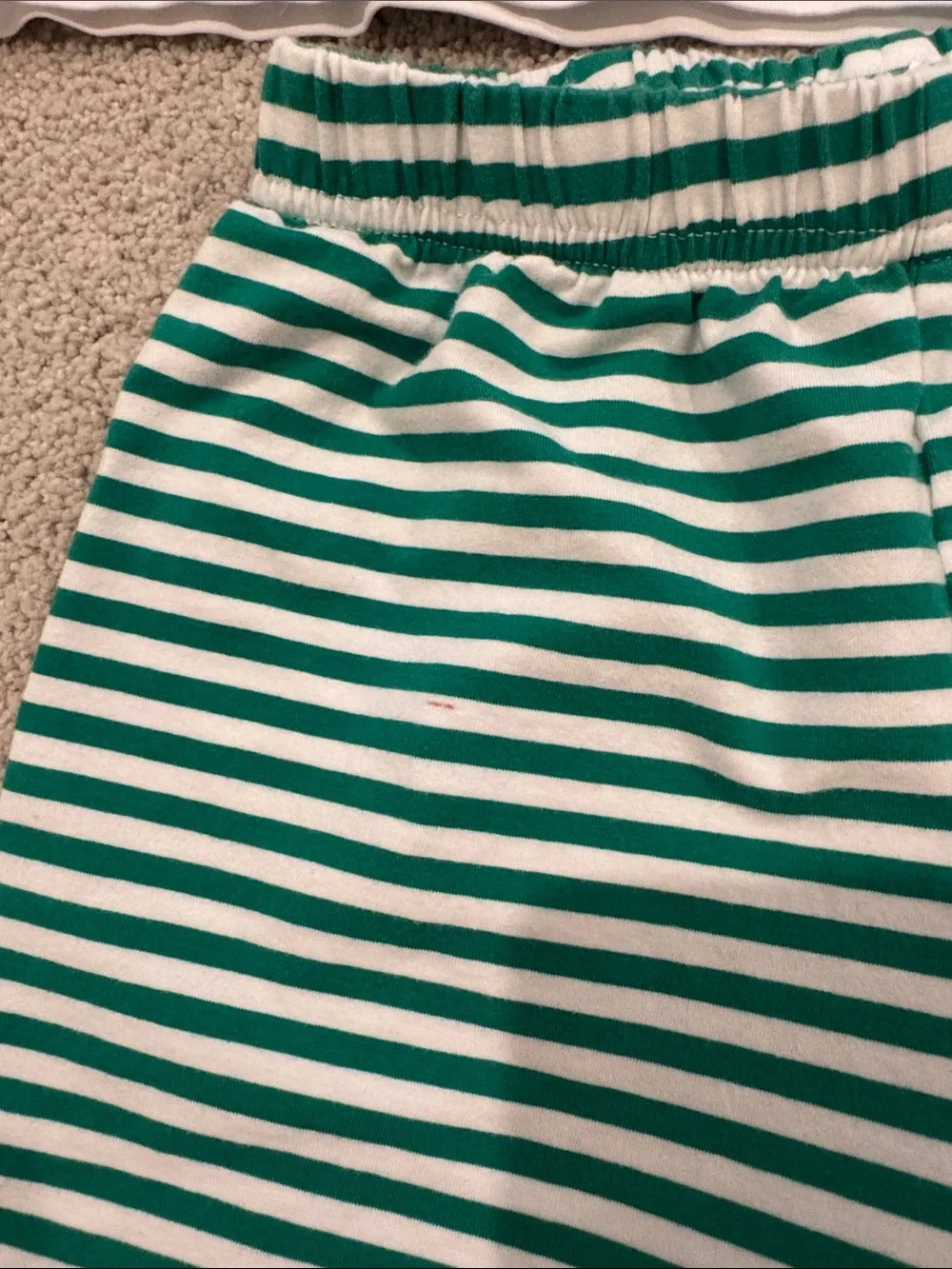 White Tool Appliqué Kids Matching Set with Green Striped Shorts